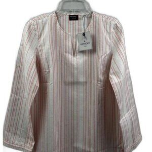UNTUCKit Women's Striped Durfort Shirt Tunic Long Sleeve Pink Stripe Size 8